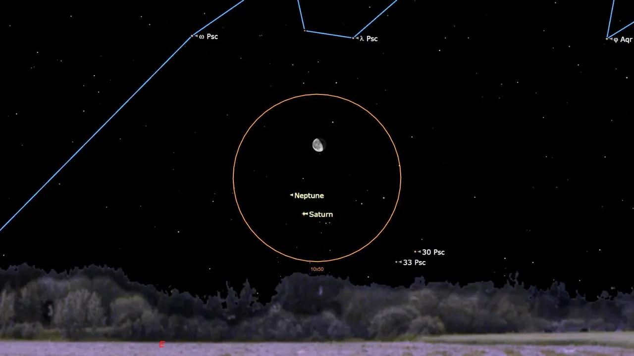 Witness The Moon's Close Encounter With Saturn And Neptune Tonight Image