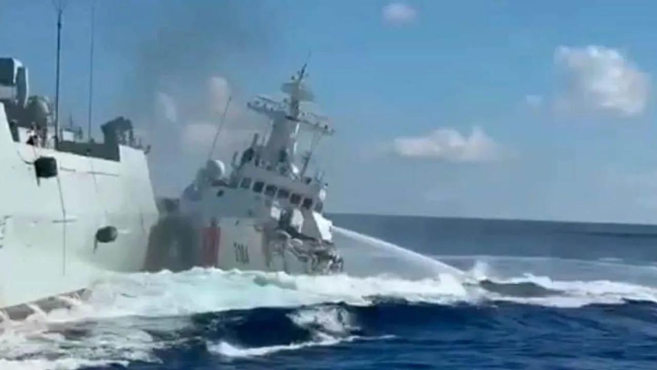 Chinese Naval Vessels Collide Pursuing Philippine Ship Image